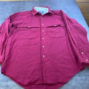 Pendleton Men's 100% Wool Burgundy Button-Down Shirt size Large w/ issues